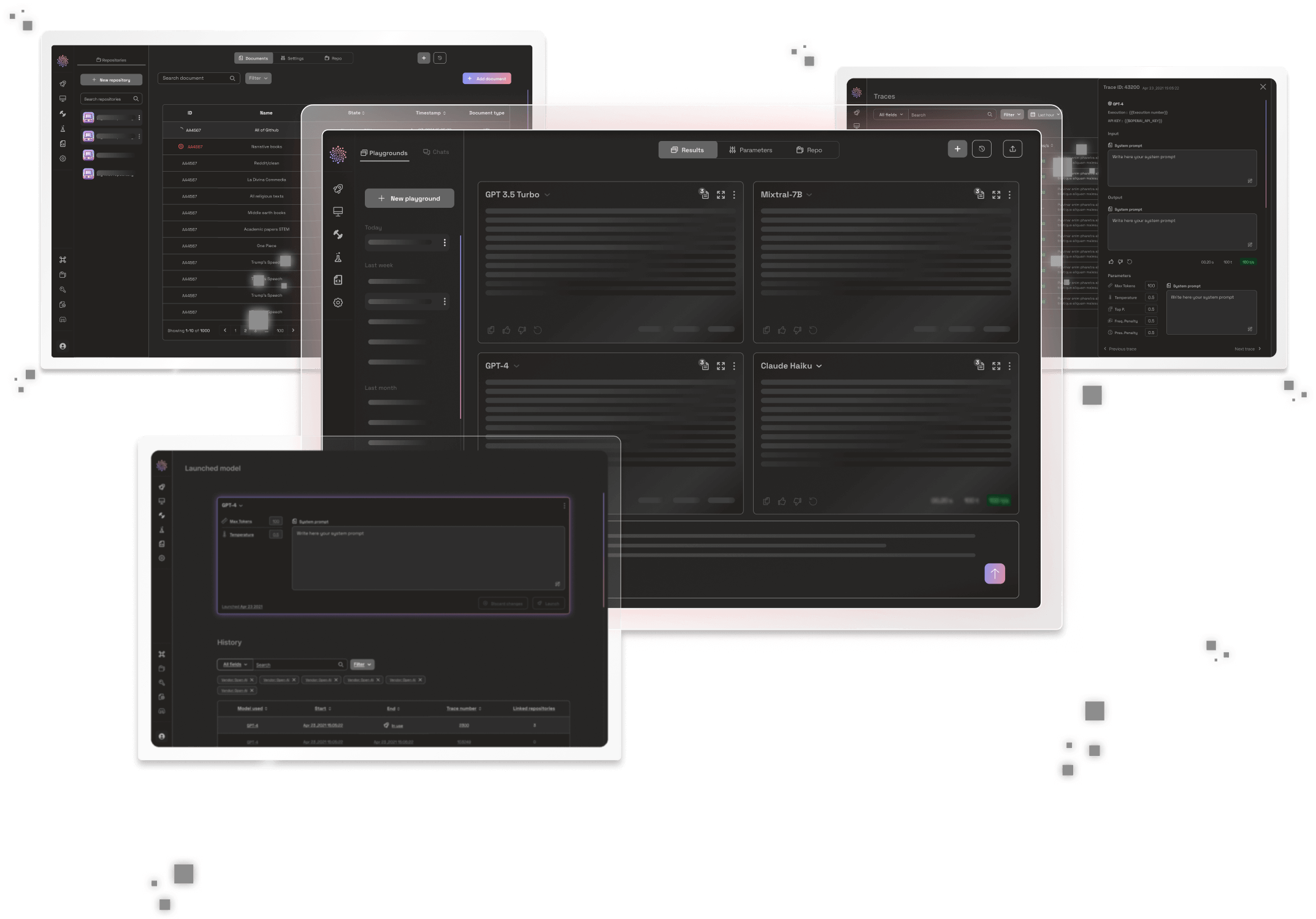 Developer Platform screens overview